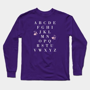 English Alphabet with Flowers Long Sleeve T-Shirt